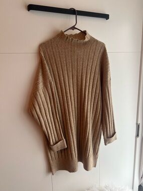 Topshop Ribbed Knit Cardigan - Camel Brown